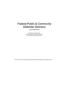 Federal Public & Community Defender Directory