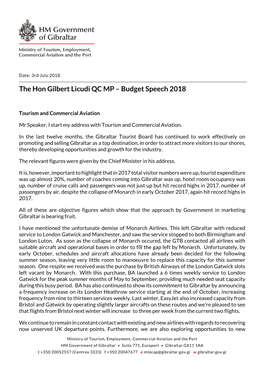 The Hon Gilbert Licudi QC MP – Budget Speech 2018