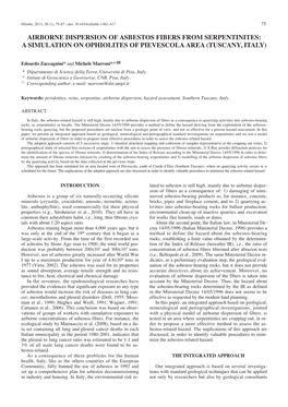 A Simulation on Ophiolites of Pievescola AREA (Tuscany, Italy)