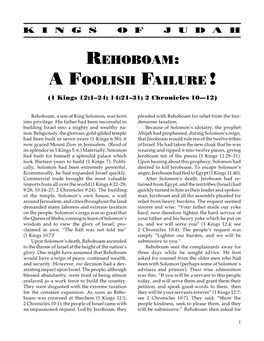 Rehoboam: a Foolish Failure!