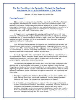 The Red Tape Report: an Exploratory Study of the Regulatory Interference Faced by School Leaders in Five States