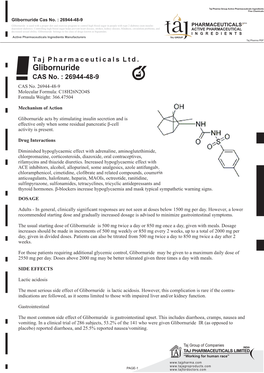 Taj Pharmaceuticals Ltd. Glibornuride CAS