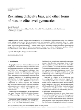 Revisiting Difficulty Bias, and Other Forms of Bias, in Elite Level Gymnastics