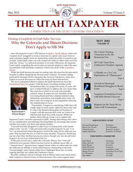 THE UTAH TAXPAYER a Publication of the Utah Taxpayers Association