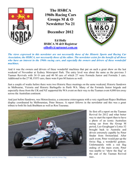 The HSRCA 1960S Racing Cars Groups M & O Newsletter No 21