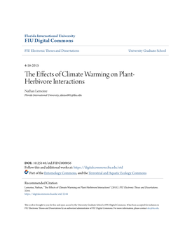 The Effects of Climate Warming on Plant-Herbivore Interactions" (2015)