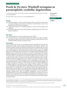 Windmill Nystagmus in Paraneoplastic Cerebellar Degeneration