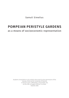 POMPEIAN PERISTYLE GARDENS As a Means of Socioeconomic Representation