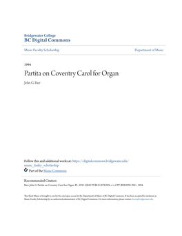 Partita on Coventry Carol for Organ John G