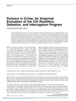 Partners in Crime: an Empirical Evaluation of the CIA Rendition, Detention, and Interrogation Program Averell Schmidt and Kathryn Sikkink