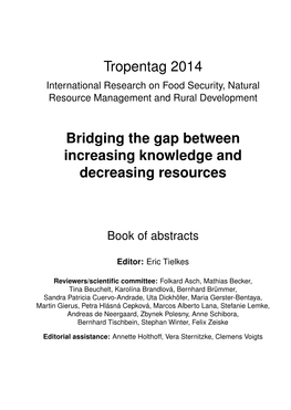 Tropentag 2014 International Research on Food Security, Natural Resource Management and Rural Development