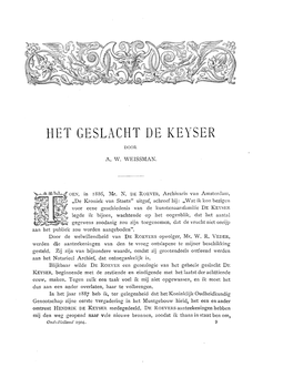 HET GESLACHT DE KEYSER DOOR A. W. WEISSMAN. DEN, in 1886, Mr