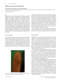 Digital Arteriovenous Malformation