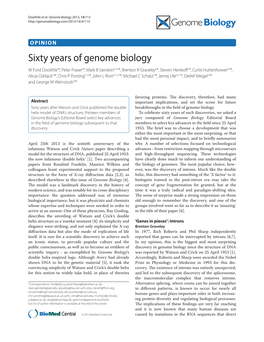 Sixty Years of Genome Biology