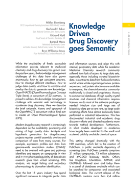 2011: Knowledge Driven Drug Discovery Goes Semantic