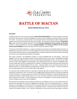 BATTLE of MACTAN Danilo Madrid Gerona, Ph.D