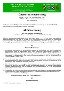 KM Abfuhrverordnung Gemeinde Straß-Spielfeld