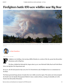 Firefighters Battle 850-Acre Wildfire Near Big Bear