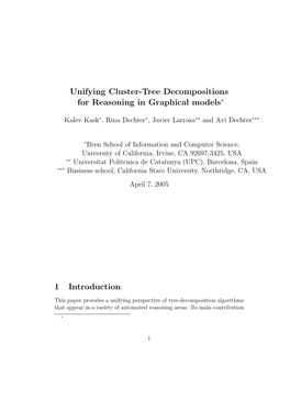 Unifying Cluster-Tree Decompositions for Reasoning in Graphical Models∗