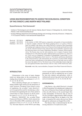 Using Macrozoobenthos to Assess the Ecological Condition of the Starzyc Lake (North-West Poland)