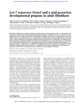 Let-7 Represses Nr6a1 and a Mid-Gestation Developmental Program in Adult Fibroblasts