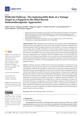 PI3K/Akt Pathway: the Indestructible Role of a Vintage Target As a Support to the Most Recent Immunotherapeutic Approaches