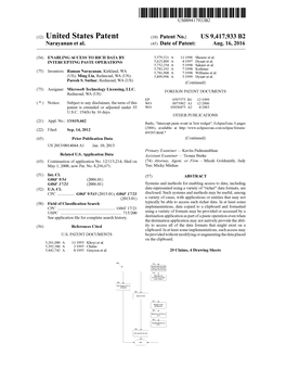 (12) United States Patent (10) Patent No.: US 9,417,933 B2 Narayanan Et Al