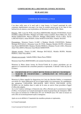 Compte Rendu De La Reunion Du Conseil Municipal