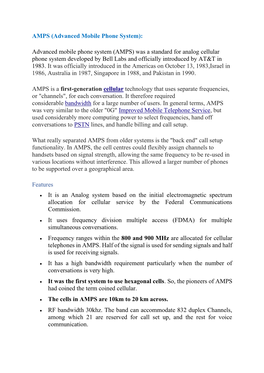 AMPS (Advanced Mobile Phone System)