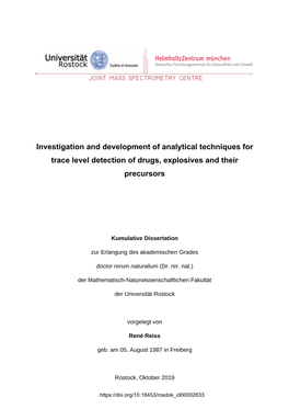 Investigation and Development of Analytical Techniques for Trace Level Detection of Drugs, Explosives and Their Precursors