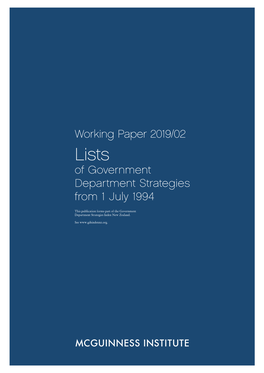 Working Paper 2019/02 of Government Department Strategies from 1 July 1994