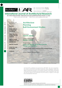 International Journal of Architectural Research