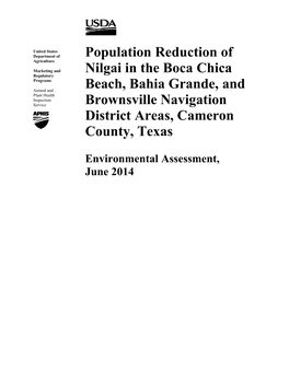 Population Reduction of Nilgai in the Boca Chica Beach, Bahia Grande, and Brownsville Navigation District Areas, Cameron County, Texas