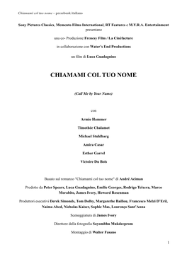 Chiamami Col Tuo Nome – Pressbook Italiano