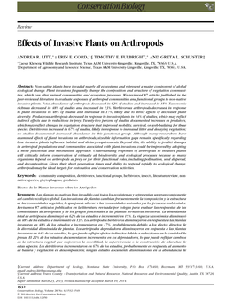 Review Effects of Invasive Plants on Arthropods