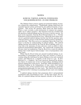 Judicial Takings, Judicial Federalism, and Jurisprudence: an Erie Problem