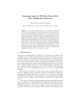 Language-Agnostic Relation Extraction from Wikipedia Abstracts