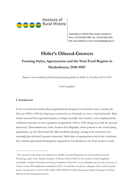 Hitler's Oilseed-Growers