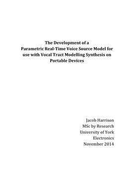 Time Voice Source Model for Use with Vocal Tract Modelling Synthesis on Portable Devices