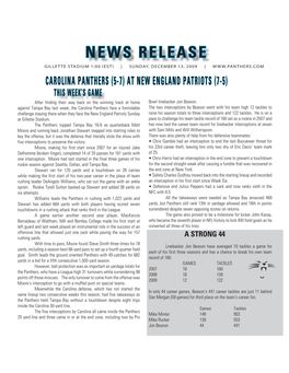 NEWS RELEASE Gillette Stadium 1:00 (EST) | SU NDAY, December 13, 2009 | CAROLINA PANTHERS (5-7) at NEW ENGLAND PATRIOTS (7-5)