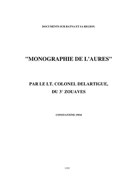 "Monographie De L'aures"