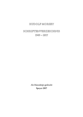 Schriftenverzeichnis Rudolf Morsey 1949-2017