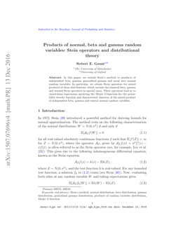 Products of Normal, Beta and Gamma Random Variables 3 Developed by Springer and Thompson [37]