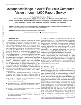Cvpaper. Challenge in 2016: Futuristic Computer Vision Through 1600