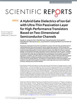 A Hybrid Gate Dielectrics of Ion Gel with Ultra-Thin Passivation Layer