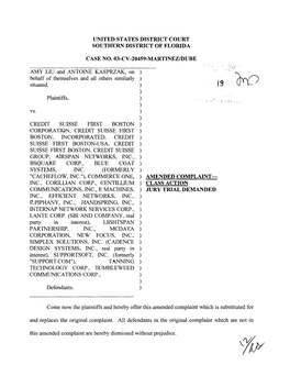 Amy Liu, Et Al. V. Credit Suisse First Boston Corp., Et Al. 03-CV-20459