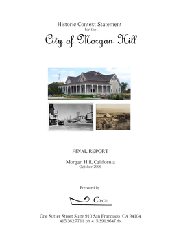 Historic Context Statement for the City of Morgan Hill