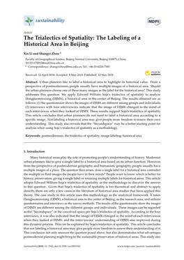 The Trialectics of Spatiality: the Labeling of a Historical Area in Beijing