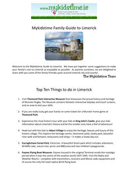 Mykidstime Family Guide to Limerick Top Ten Things to Do in Limerick
