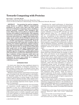 Towards Computing with Proteins